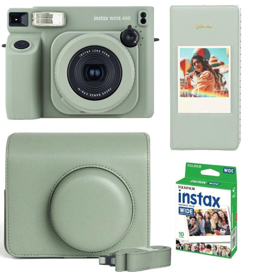 Набір Fujifilm INSTAX WIDE 400 Camera EX D Sage Green Фотокамера миттєвого друку / Фотопапір 10 фото / Альбом 64 фото / Чохол