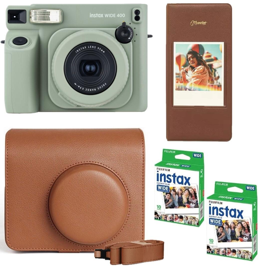 Набір Fujifilm INSTAX WIDE 400 Camera EX D Sage Green Фотокамера миттєвого друку /  Фотопапір 20 фото / Чохол коричневий / Альбом 64 фото коричневий