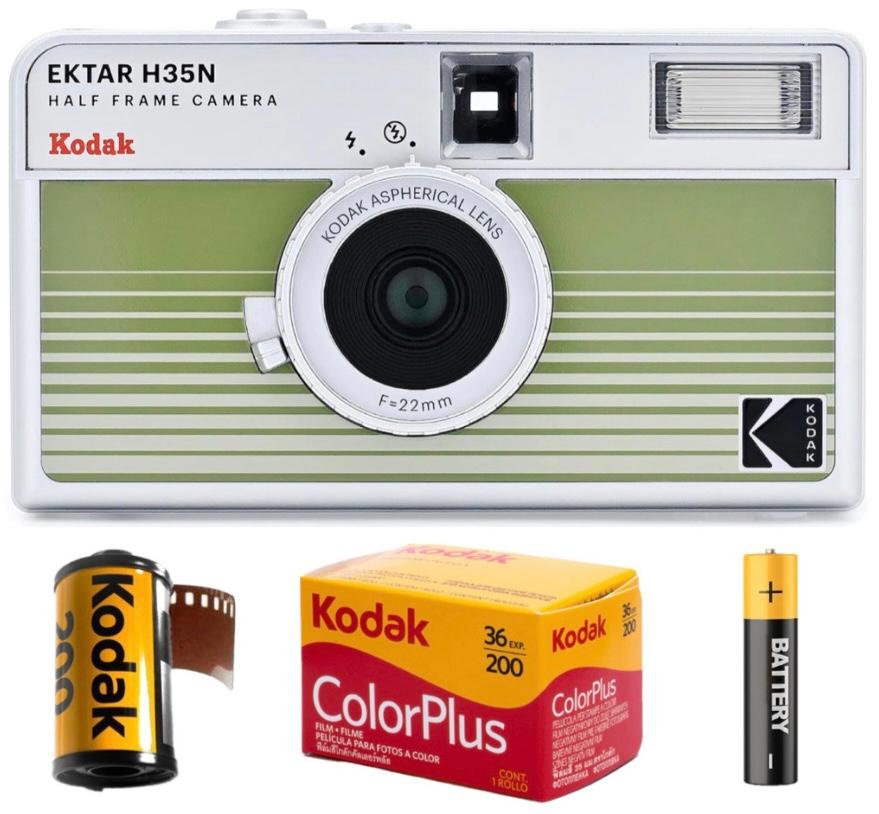 Плівковий фотоапарат Kodak Ektar H35N Half Frame Camera Striped Green H 35 N зелений / плівка Kodak Color Plus / батарейка