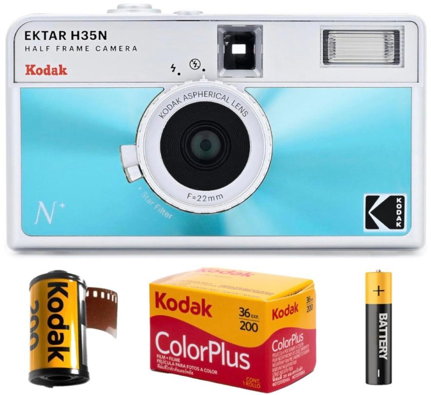 Плівковий фотоапарат Kodak Ektar H35N Half Frame Camera Glazed Blue H 35 N блакитний / плівка Kodak Color Plus / батарейка