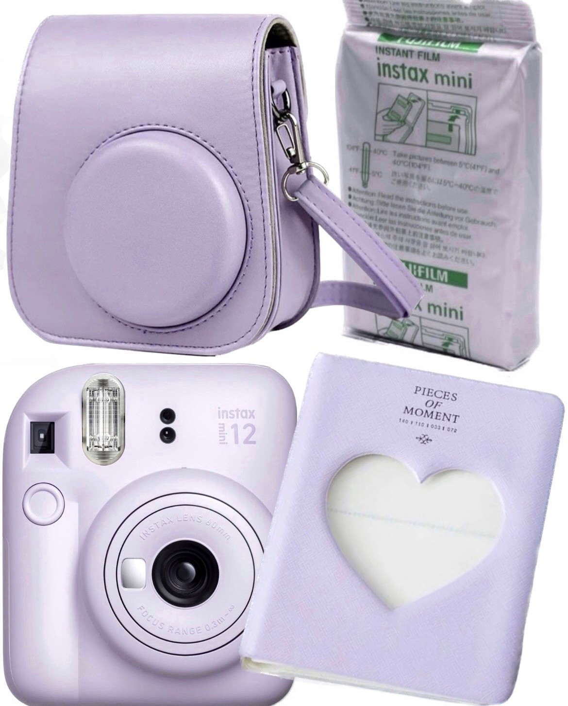 i70628667-cc79be158b81c0e35b22501cda243704 Набір Fujifilm INSTAX Mini 12 Lilac Purple Фіолетовий Фотокамера миттєвого друку / Фотопапір 10 фото / Чохол / Альбом серце 64 фото