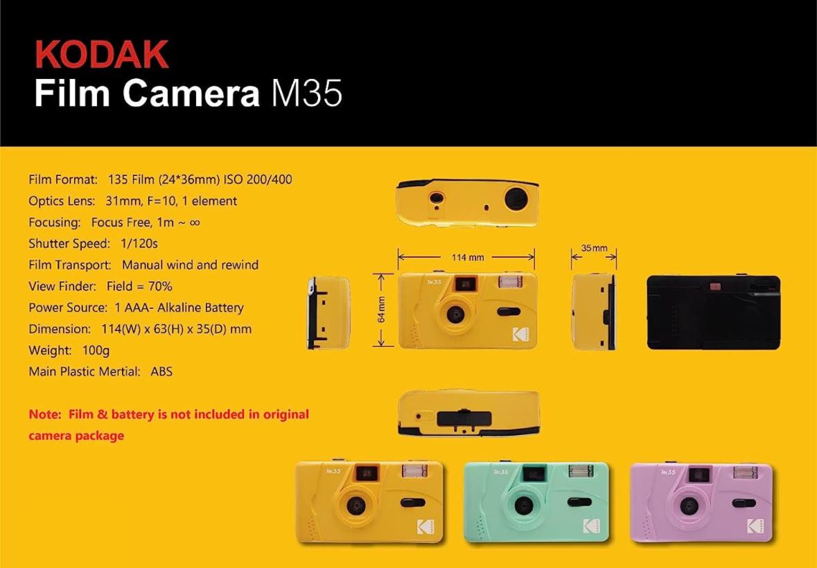 Плівковий фотоапарат Kodak M35 зелений / плівка Kodak Color Plus / батарейка