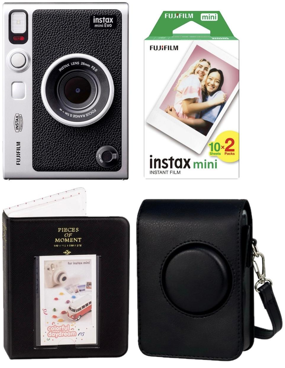 Набір Fujifilm INSTAX MINI EVO Hybrid Black Чорна Фотокамера миттєвого друку / Фотопапір 20 фото / Чохол чорний / Альбом 64 фото
