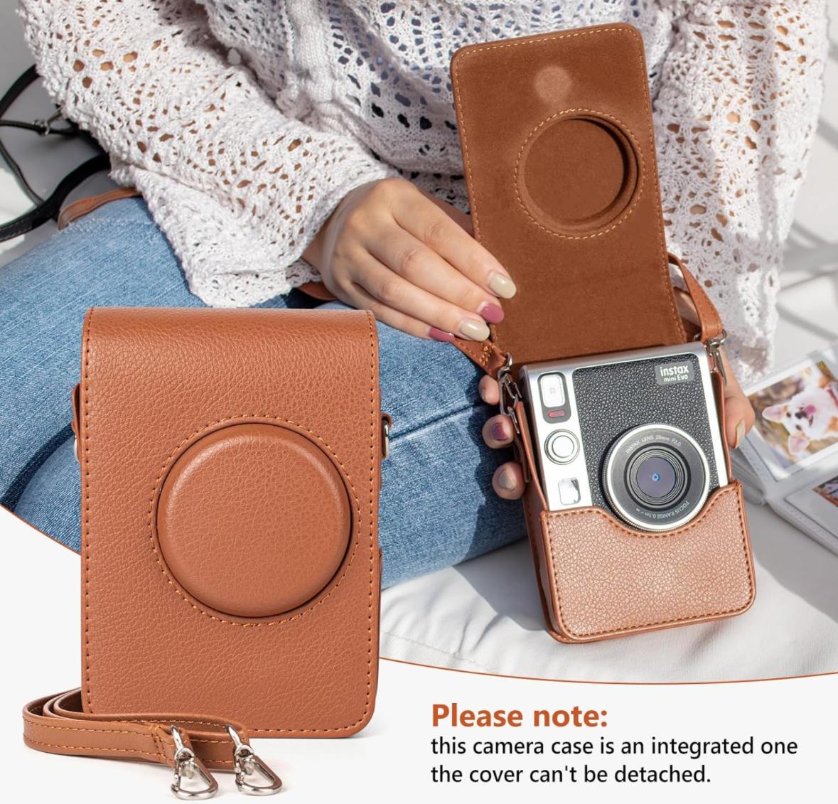Набір Fujifilm INSTAX MINI EVO Hybrid Brown Фотокамера миттєвого друку / Фотопапір 20 фото / Чохол коричневий / Альбом 64 фото чорний