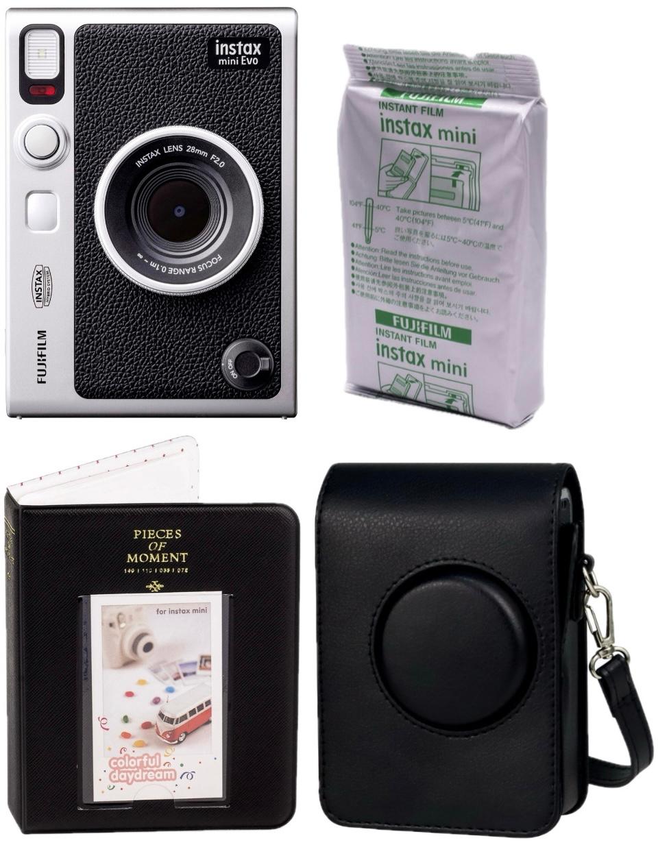 Набір Fujifilm INSTAX MINI EVO Hybrid Black Чорна Фотокамера миттєвого друку / Фотопапір 10 фото / Чохол чорний / Альбом 64 фото