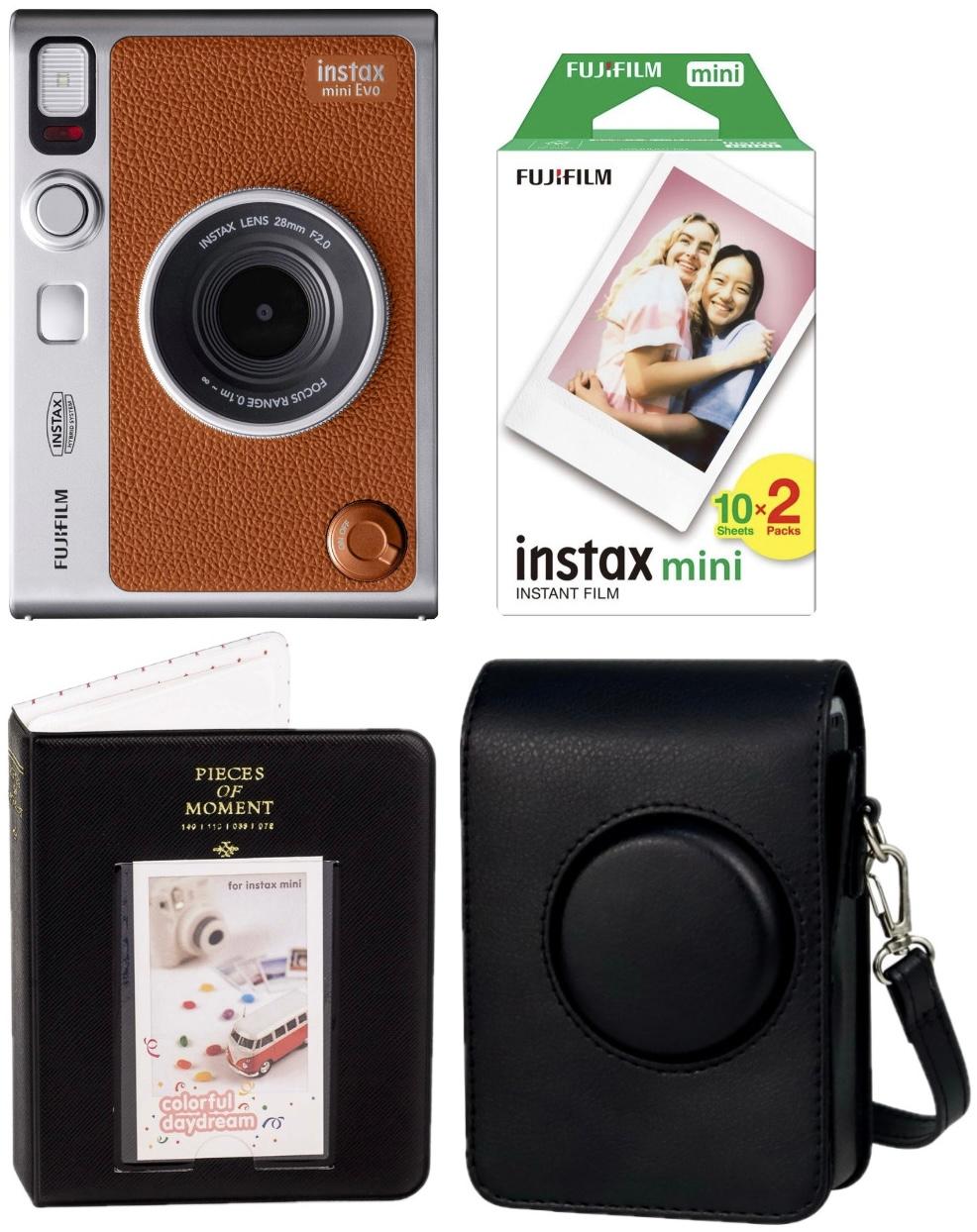 i78295962-72831b90921764b9a3aeca9404bfdd48-1732148550929 Набір Fujifilm INSTAX MINI EVO Hybrid Brown Фотокамера миттєвого друку / Фотопапір 20 фото / Чохол чорний / Альбом 64 фото чорний
