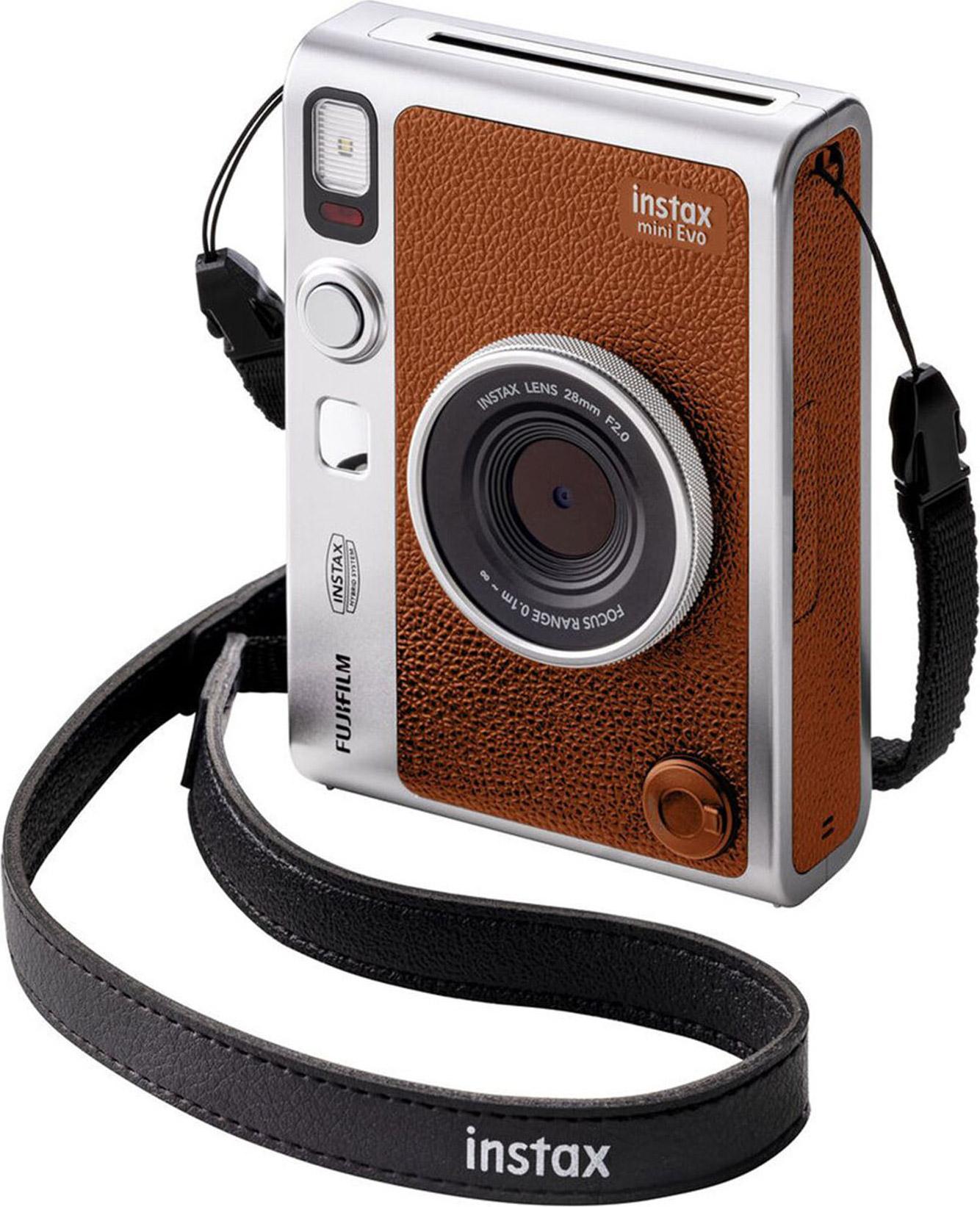 Набір Fujifilm INSTAX MINI EVO Hybrid Brown Фотокамера миттєвого друку / Фотопапір 10 фото / Чохол прозорий