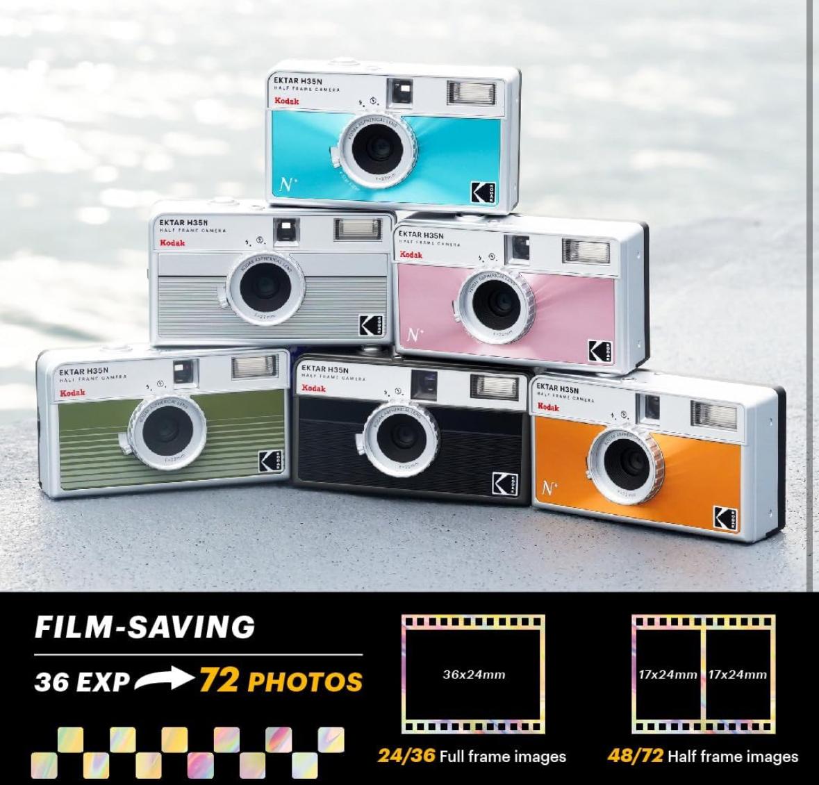 Плівковий фотоапарат Kodak Ektar H35N Half Frame Camera Striped Silver H 35 N срібний / плівка Kodak Color Plus / батарейка / Чохол