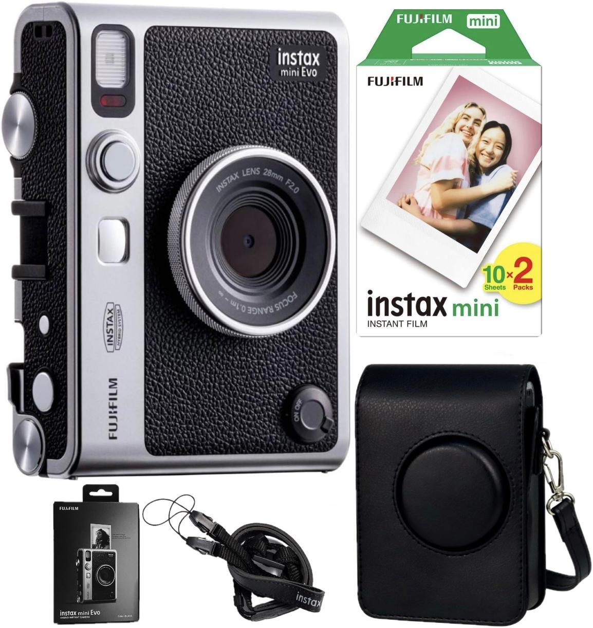 Набір Fujifilm INSTAX MINI EVO Hybrid Black Чорна Фотокамера миттєвого друку / Фотопапір 20 фото / Чохол чорний