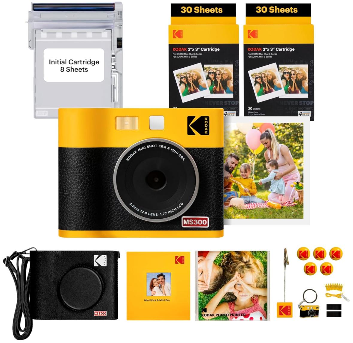 i89628658-c4c4864d824b0e19d92e3a30cef73999-1750074499643 Набір Фотокамера миттєвого друку + принтер KODAK Mini Shot 3 ERA 4PASS Yellow + Фотопапір(68 фото) + чохол + фотоальбом + аксесуари
