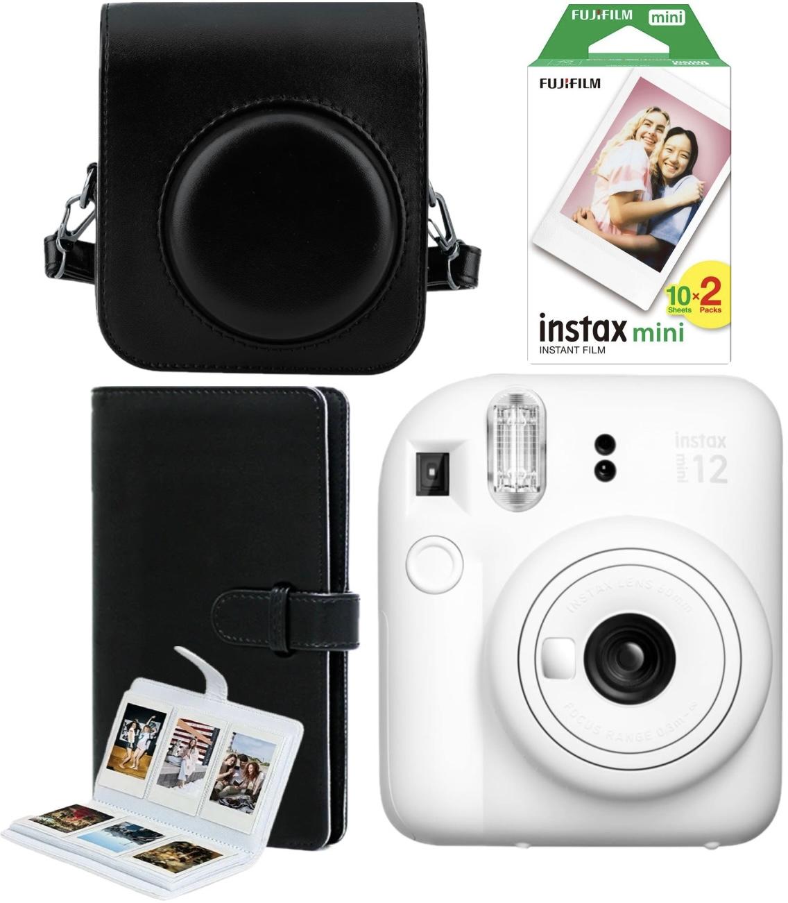 Набір Fujifilm INSTAX Mini 12 Clay White Білий Фотокамера миттєвого друку / Фотопапір 20 фото / Чохол чорний / Альбом 108 фото чорний