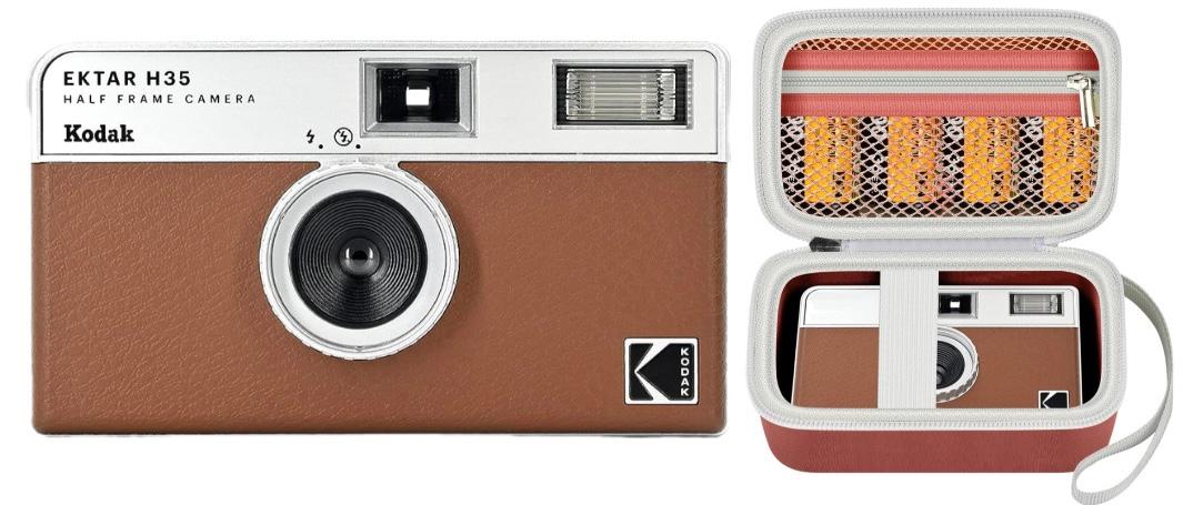 Набір Плівковий фотоапарат Kodak Ektar H35 Half Frame Camera H 35 коричневий / чохол