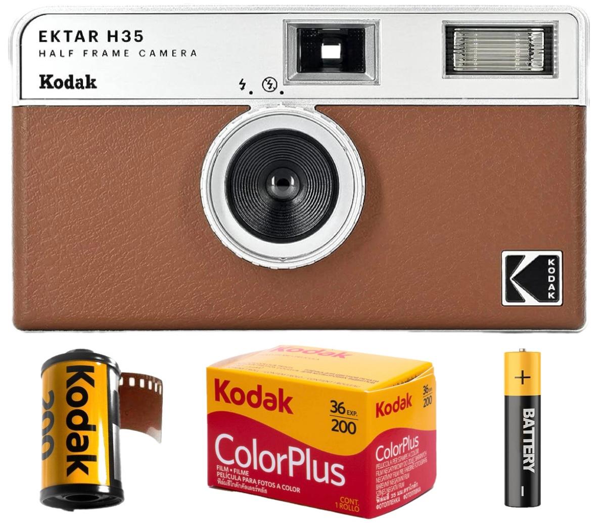 Набір Плівковий фотоапарат Kodak Ektar H35 Half Frame Camera H 35 коричневий / Плівка Kodak Color Plus / Батарейка