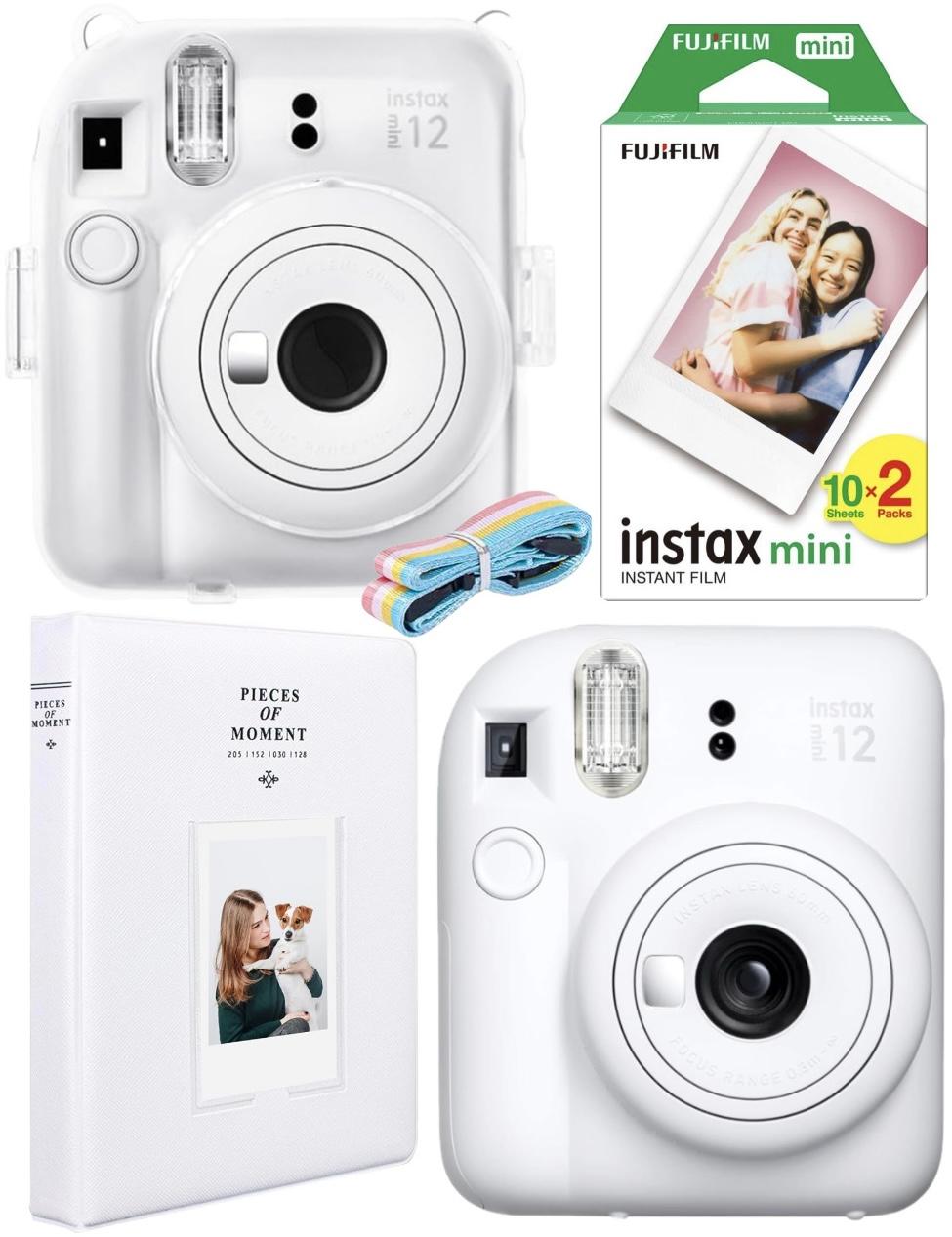 Набір Fujifilm INSTAX Mini 12 Clay White Білий Фотокамера миттєвого друку / Фотопапір 20 фото / Чохол прозорий / Альбом 64 фото