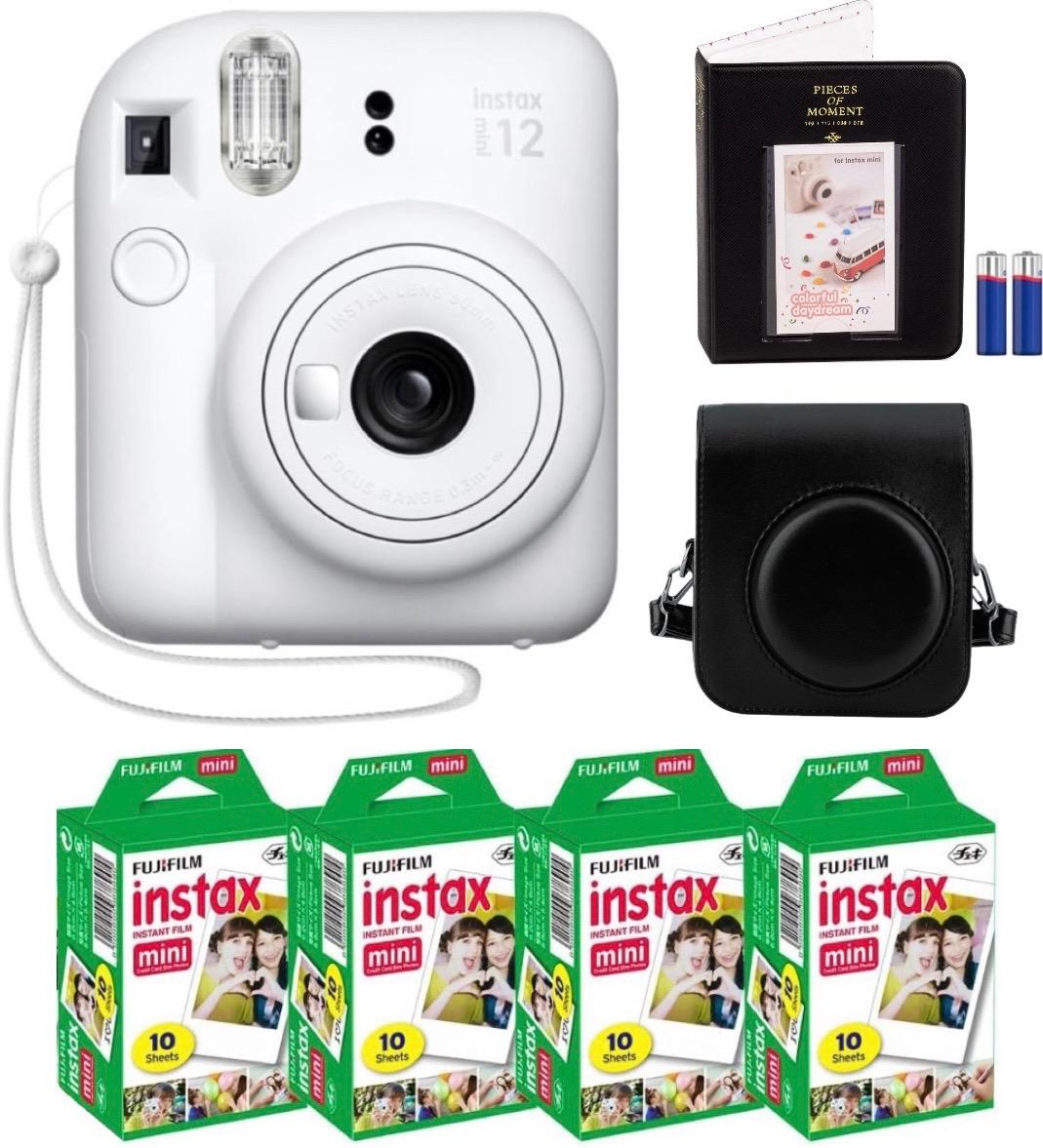 Набір Fujifilm INSTAX Mini 12 Clay White Білий Фотокамера миттєвого друку / Фотопапір 40 фото / Чохол чорний / Альбом 64 фото чорний