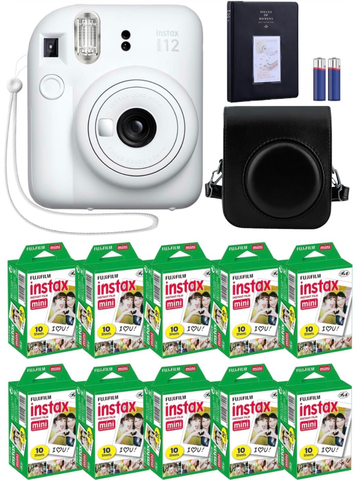 i93514394-8f977adb51eadb4b26b47e013ce5a18d-1731449399387 Набір Fujifilm INSTAX Mini 12 Clay White Білий Фотокамера миттєвого друку / Фотопапір 100 фото / Чохол чорний / Альбом 64 фото чорний