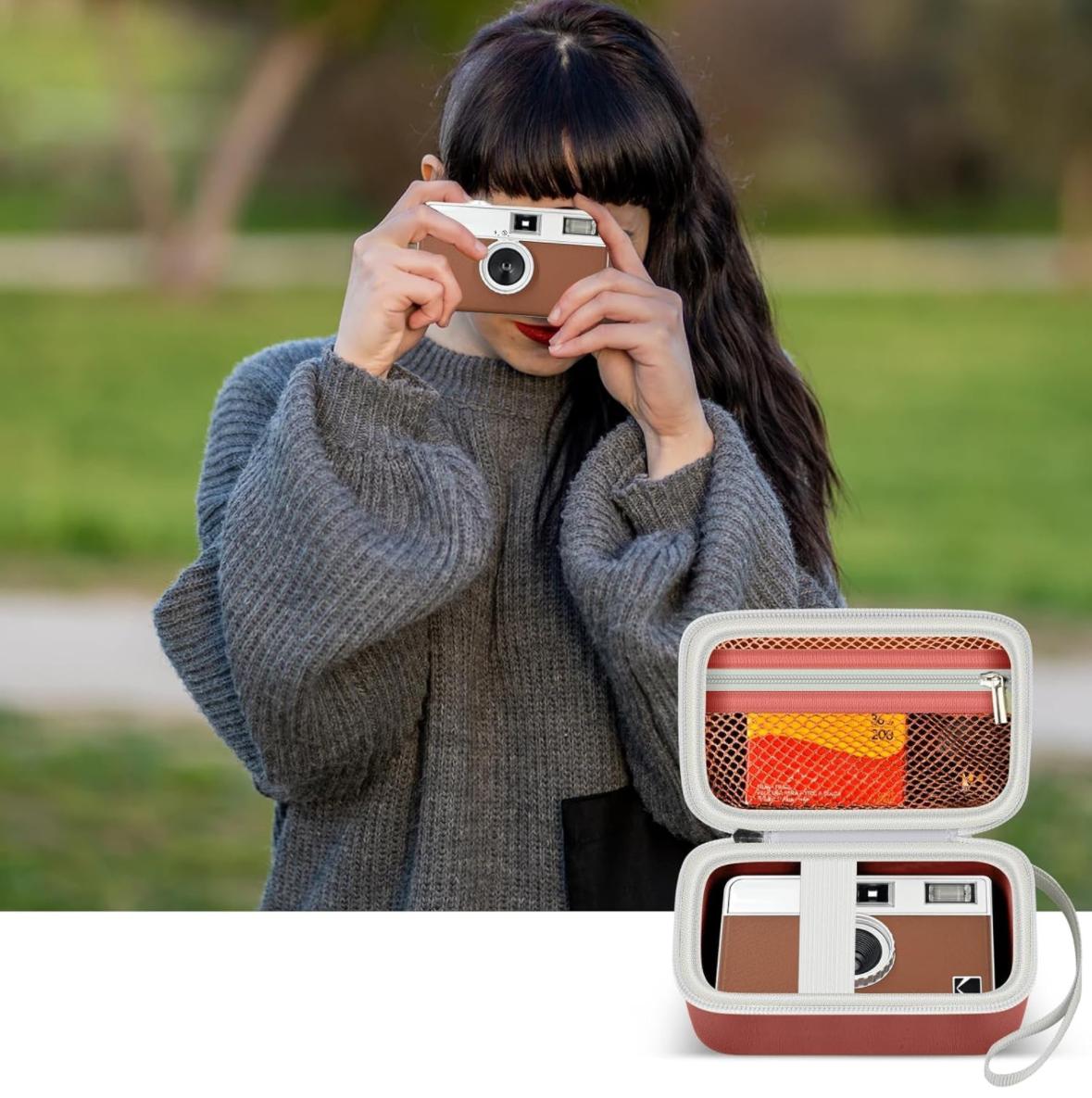 Набір Плівковий фотоапарат Kodak Ektar H35 Half Frame Camera H 35 коричневий / Плівка Kodak Color Plus / Чохол / Батарейка