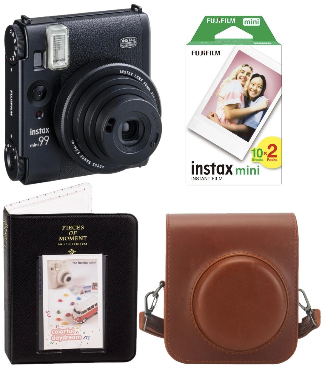 Набір Fujifilm INSTAX MINI 99 Black Чорна Фотокамера миттєвого друку / Фотопапір 20 фото / Чохол коричневий / Альбом 64 фото