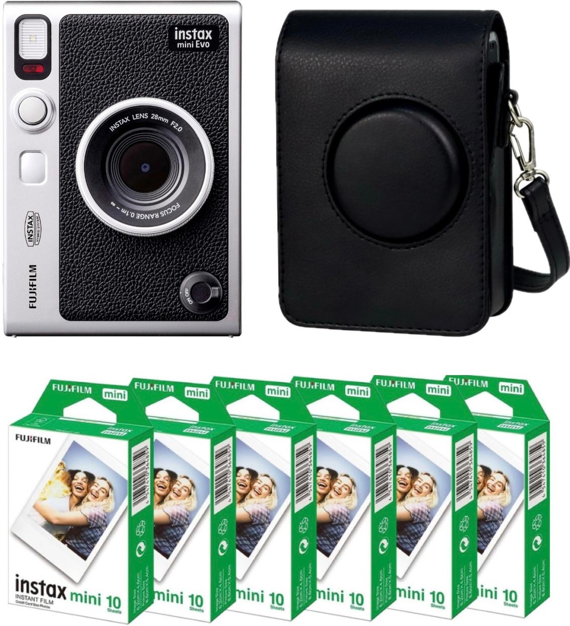 Набір Fujifilm INSTAX MINI EVO Hybrid Black Чорна Фотокамера миттєвого друку / Фотопапір 60 фото / Чохол чорний