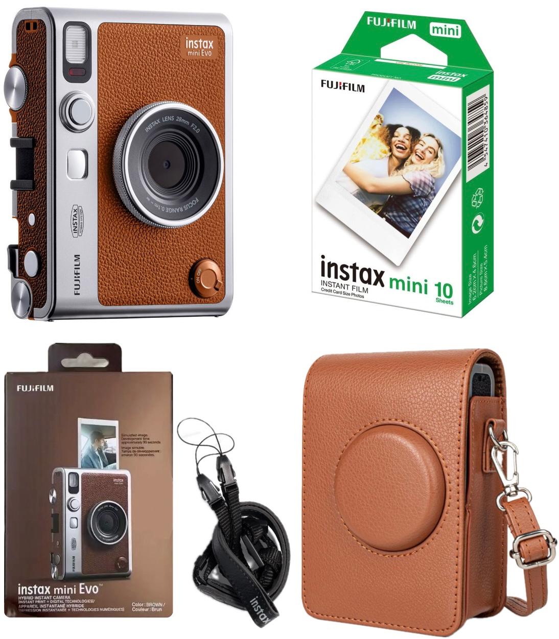 Набір Fujifilm INSTAX MINI EVO Hybrid Brown Фотокамера миттєвого друку / Фотопапір 10 фото / Чохол коричневий